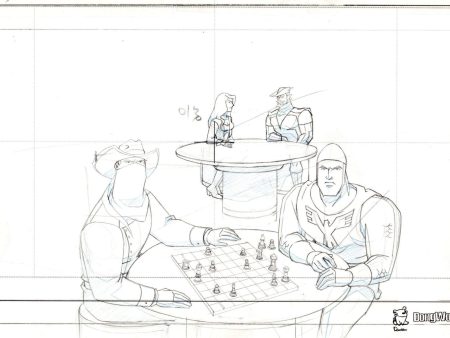 Justice League Unlimited Original Production Drawing: Black Canary, Green Arrow, Vigilante, and Shining Knight Cheap