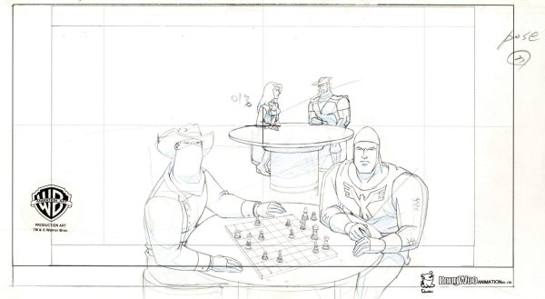 Justice League Unlimited Original Production Drawing: Black Canary, Green Arrow, Vigilante, and Shining Knight Cheap