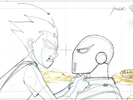 Teen Titans Original Production Layout Drawing: Robin and Slade For Discount