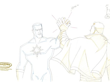 Justice League Unlimited Original Production Drawing: Captain Atom and Captain Marvel Online Hot Sale