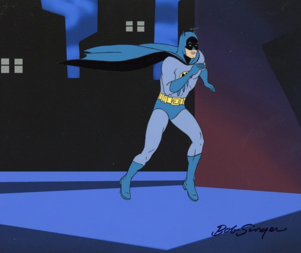 Batman Superfriends Original Production Cel and Matching Drawing Signed by Bob Singer: Batman For Sale