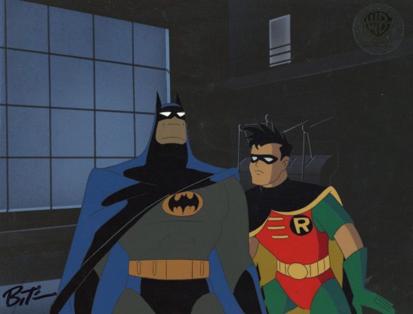 Batman The Animated Series Original Production Cel signed by Bruce Timm: Batman and Robin Sale