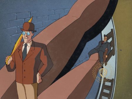 Batman The Animated Series Original Production Cel On Original Background: The Clock King and Mayor Hill Sale